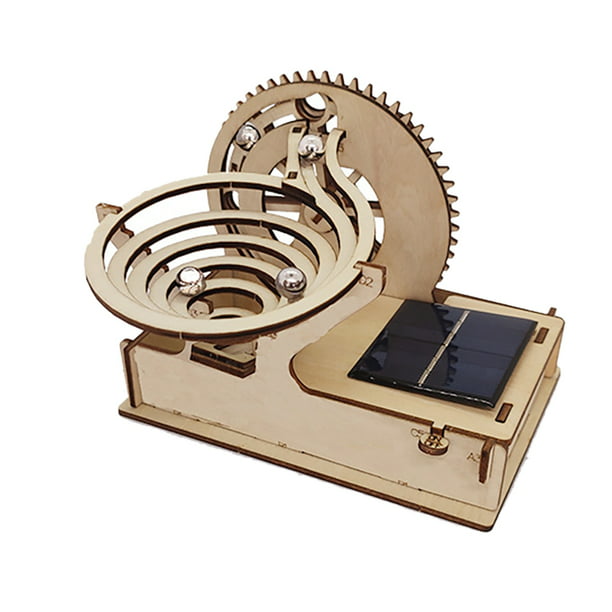 3D Wooden  Run Ball Solar Powered DIY Model Mechanical Gear Educational Toys
